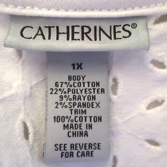 Catherines Women's Plus Size White Jean Style Jacket, Eyelet, Pockets, Size 1X - Picture 11 of 13